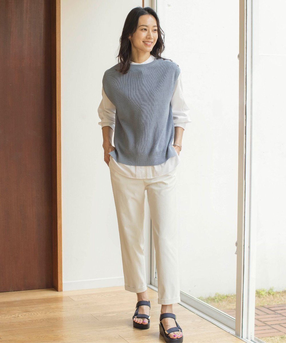 J.PRESS LADIES L 【洗える】GIMA COTTON ニット ベスト 