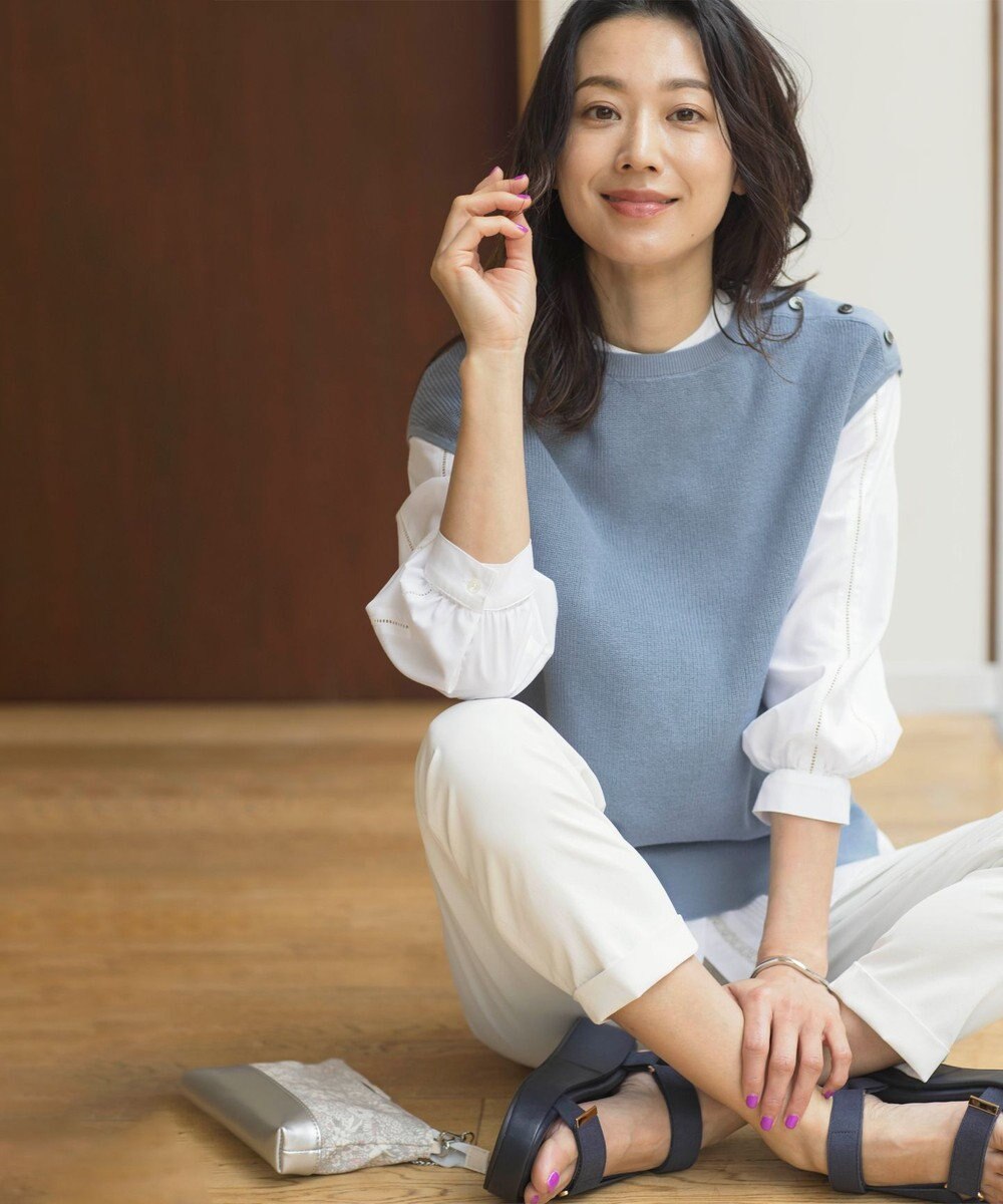 J.PRESS LADIES L 【洗える】GIMA COTTON ニット ベスト 