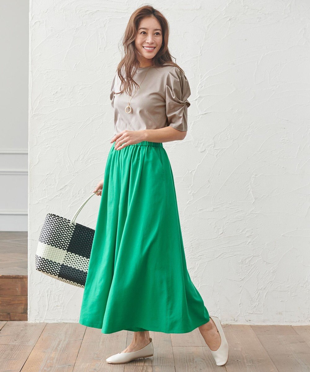 ANY シルケットスムース ツイストタックスリーブトップス 