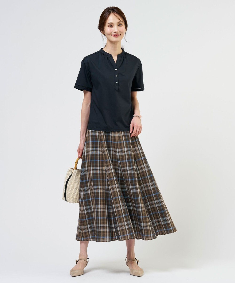 J.PRESS LADIES S コットンリネン Light マドラスチェック フレア スカート 