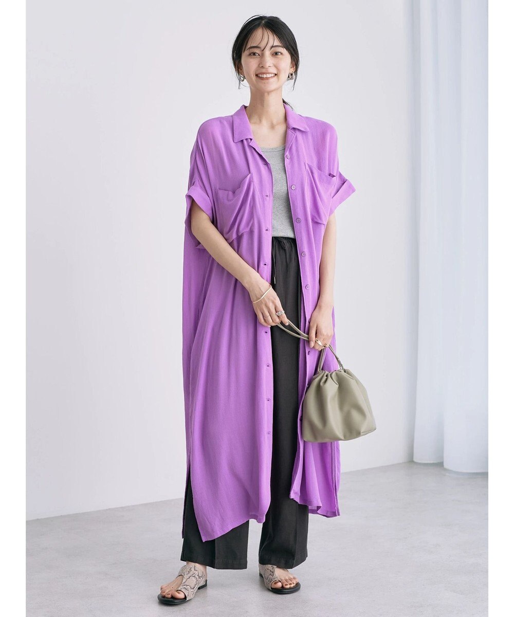 AMERICAN HOLIC 楊柳Ｗポケット開襟ワンピース 