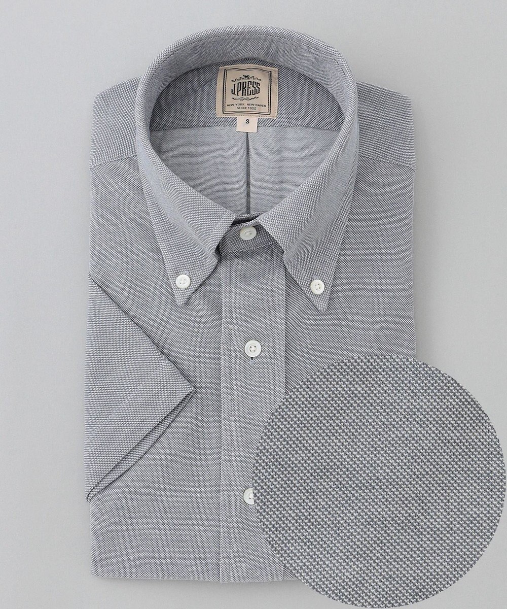 J.PRESS MEN 酷暑の清潔感もこれ一枚で【吸水速乾 / 抗菌防臭 / 防シワ】【J.PRESS OXFORD JERSEY】カノコインレイ半袖 シャツ / B.D. 