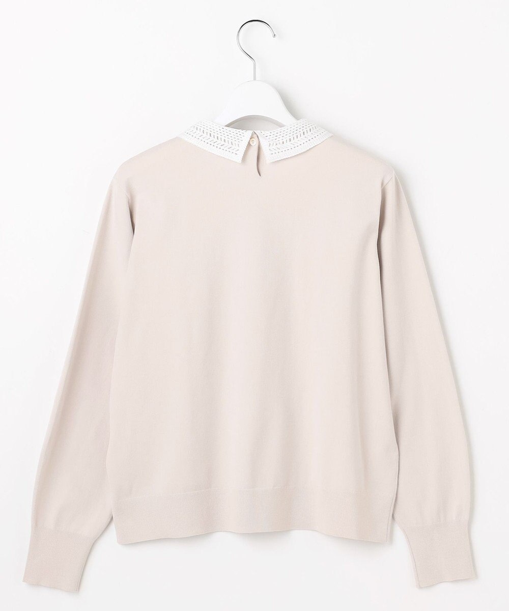 J.PRESS LADIES L レーヨンストレッチ 刺繡襟 ニット 