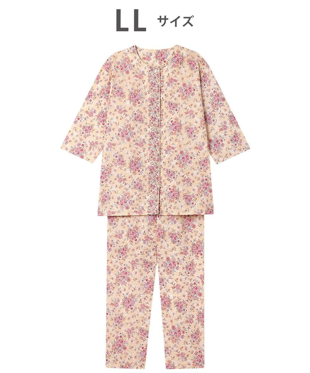 WACOAL パジャマ 7分袖 長袖 長ズボン 綿100%(本体) ローン素材 ミントン レディース NDT265 /ワコール 