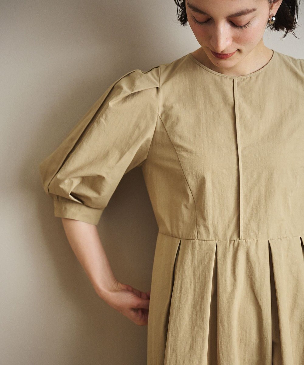 #Newans 【撥水加工/洗濯機可能】〈小柄さんにお勧め〉パフスリーブフレアワンピース 