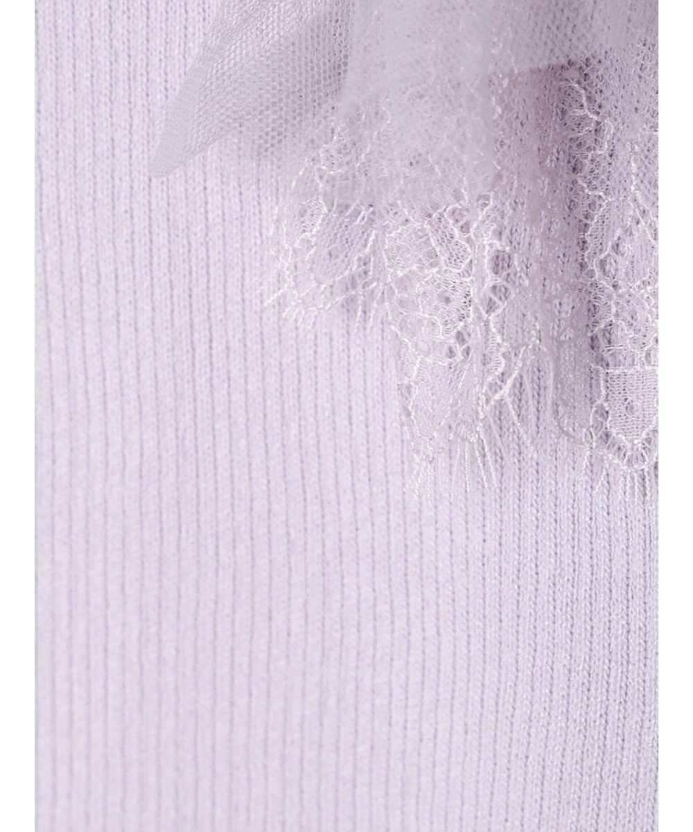 earth music&ecology 袖レースリブニットプルオーバー 