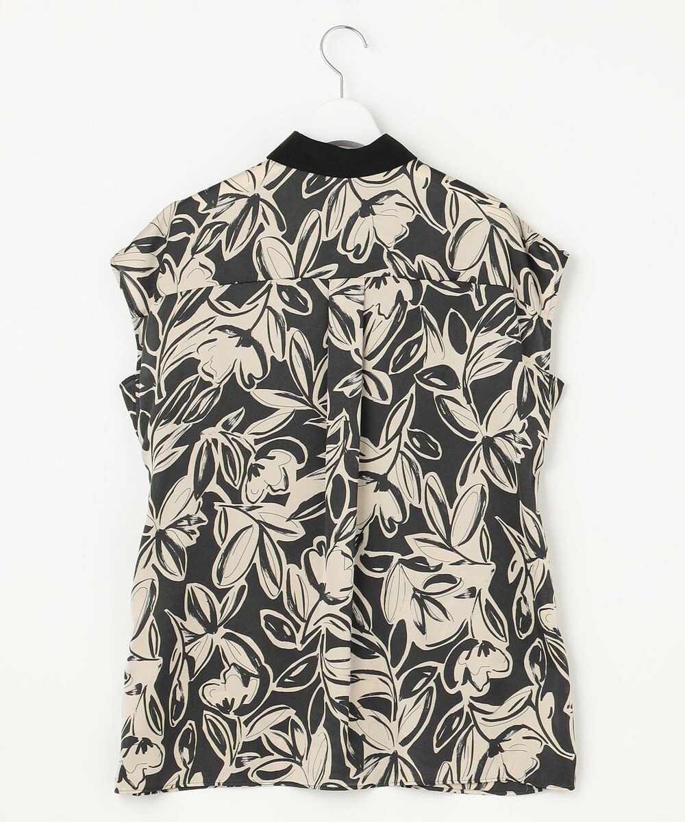 自由区 S 【カタログ掲載・洗える】モノトーンフラワープリント ブラウス 