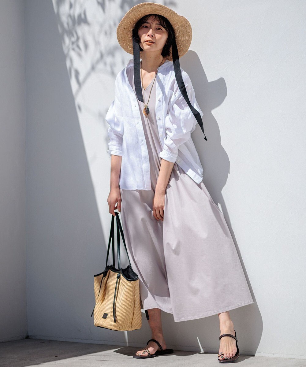 23区 【洗える】LIBECO バンドカラー シャツ 