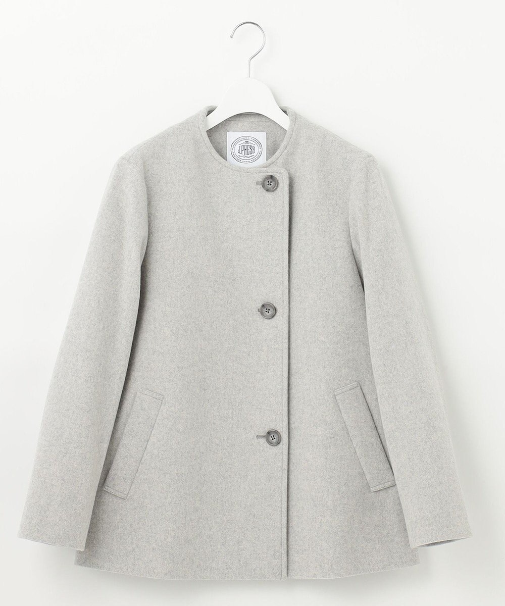 J.PRESS LADIES L ショートビーバー ノーカラーコート 
