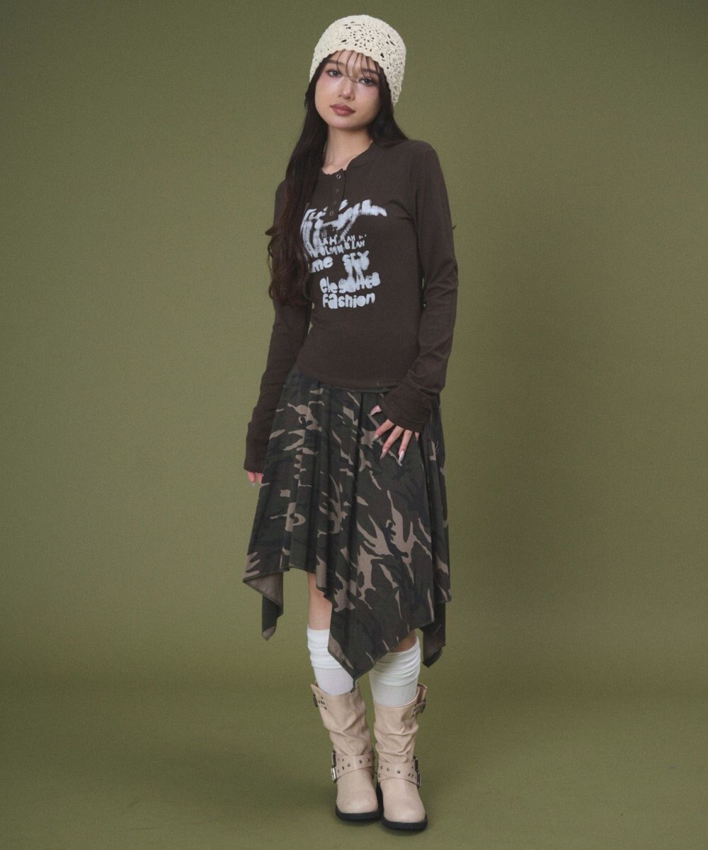 WEGO ヘンリーネックロゴトップ 