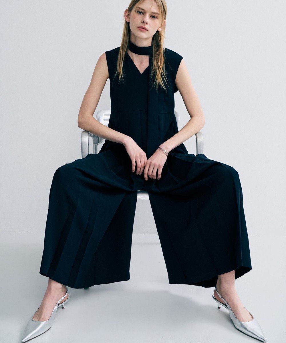 uncrave ウォッシャブルダブルクロス プリーツオールインワン 