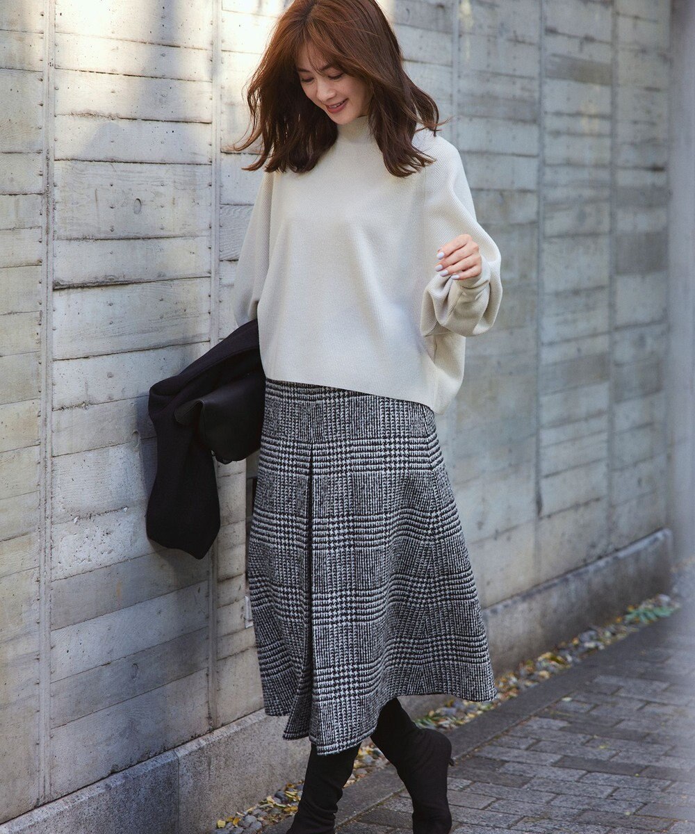 23区 ツイードチェック フロントタックAラインスカート 