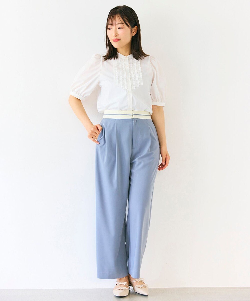 Feroux フリルディテール パフスリーブ ブラウス 