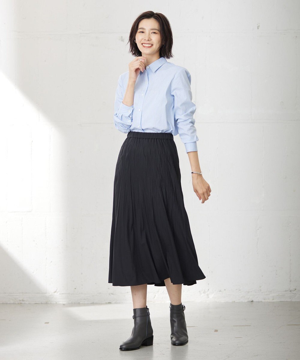 J.PRESS LADIES L 【洗える】パウダリージャージー ランダムプリーツ スカート 