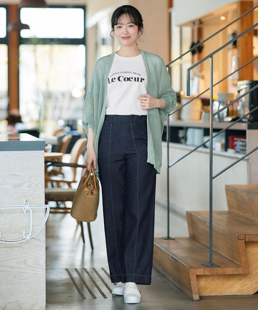 Tiaclasse 【おのののかさん着用】TCデニム切替ワイドストレートパンツ 