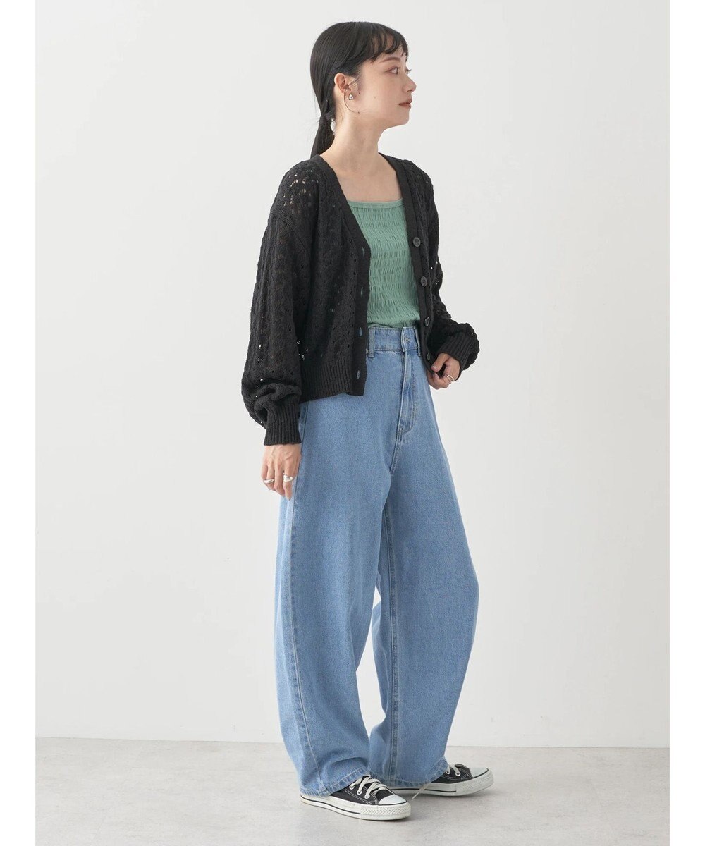 earth music&ecology スラブコットンレース編みカーディガン 
