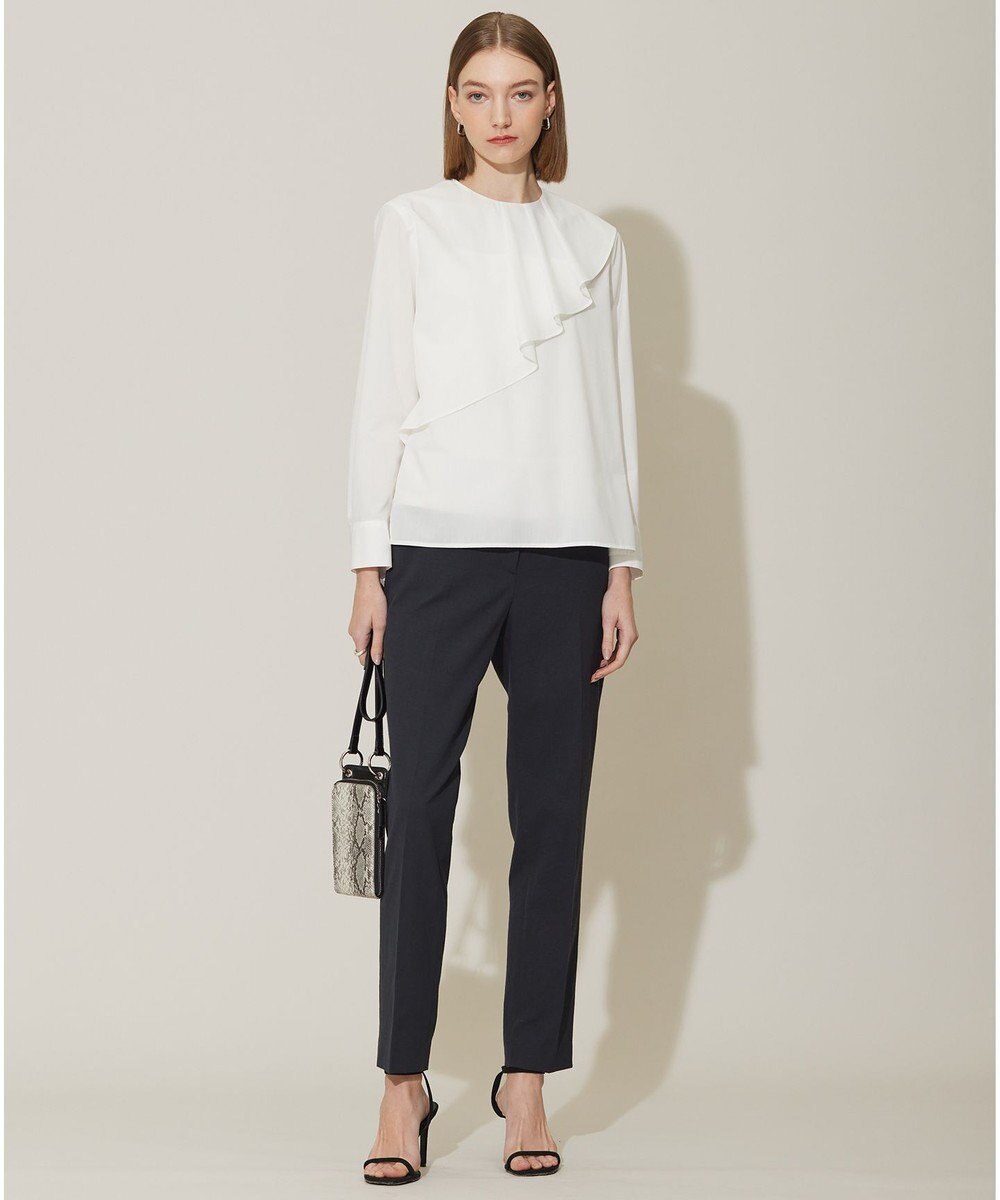 ICB L 【洗える】クリーンブロード ラッフルデザインブラウス 