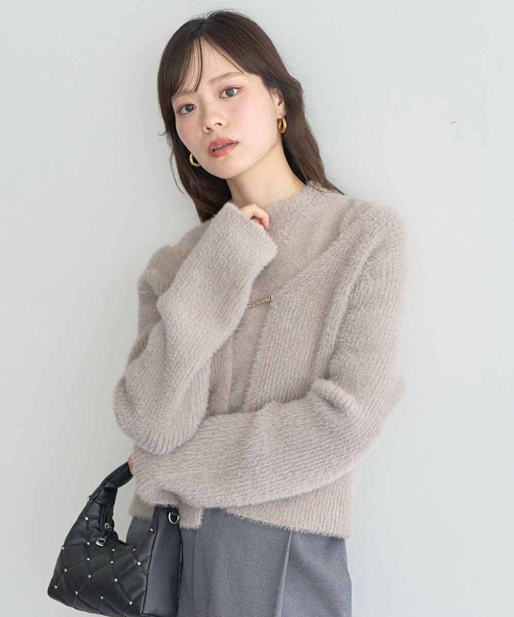 earth music&ecology SET2点チャーム付きシャギーニット＋インナー 