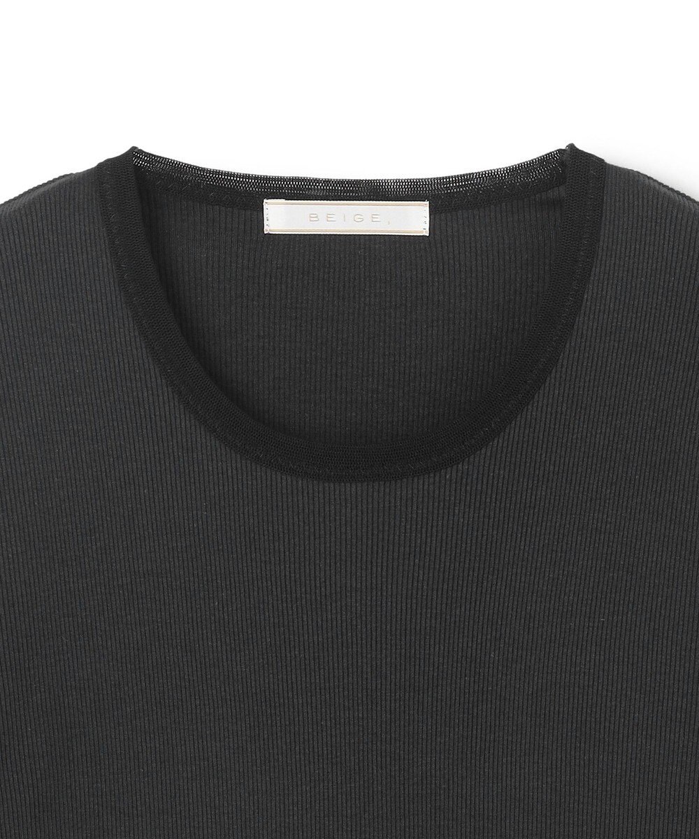 BEIGE， 【BEIGE,ecru/WEB限定・洗える】RIB TOPS /  コットンシルクロングスリーブトップス 