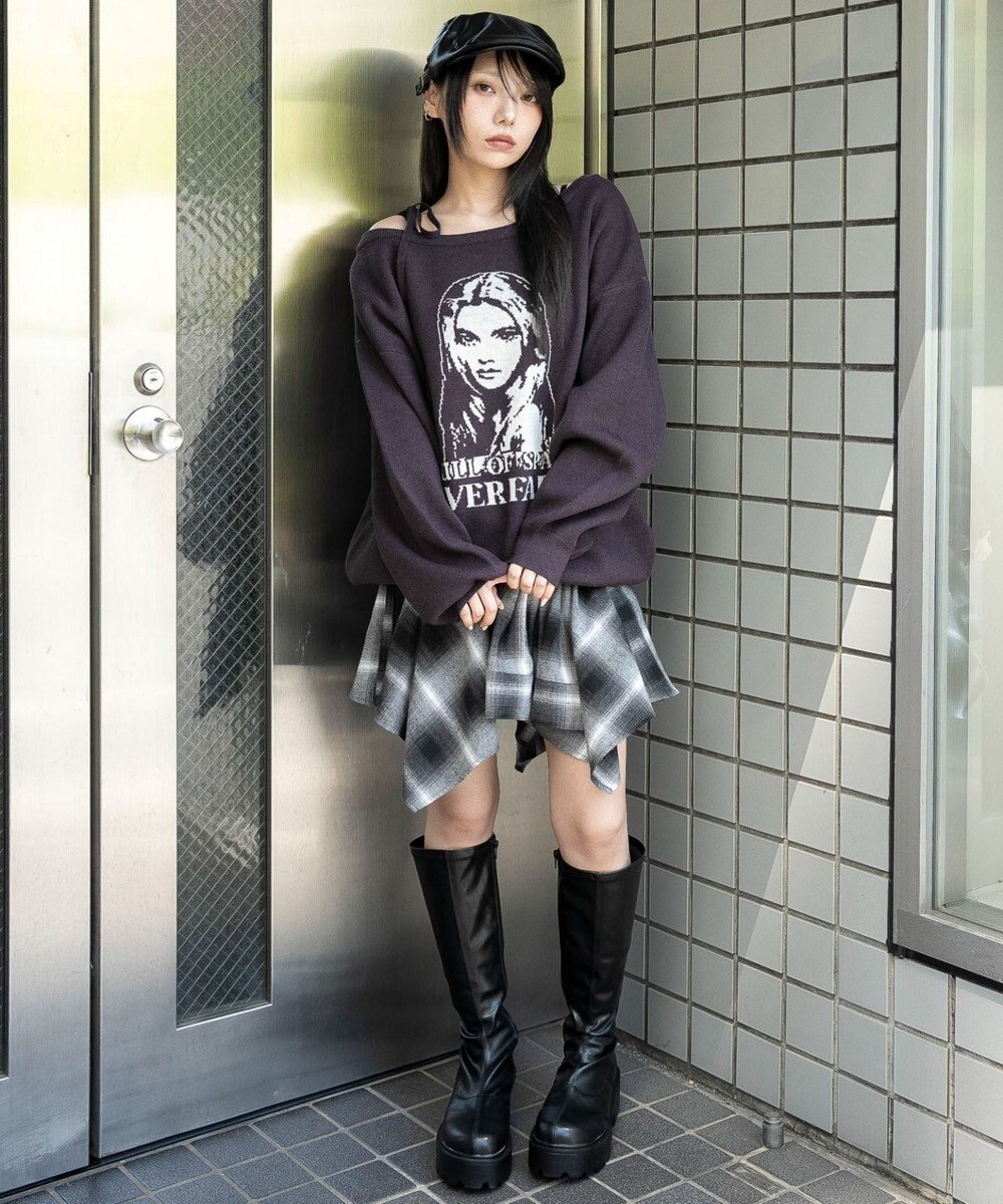 WEGO 【2025年秋冬新作】2WAYグラフィックワンショルBIGニット 