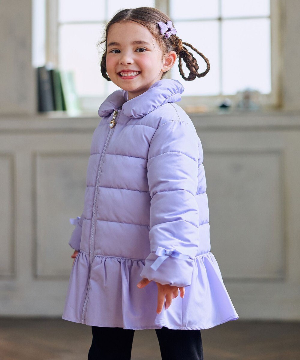 ANY KIDS 【フード取り外し/洗濯機可能】中綿フリル リボンコート 