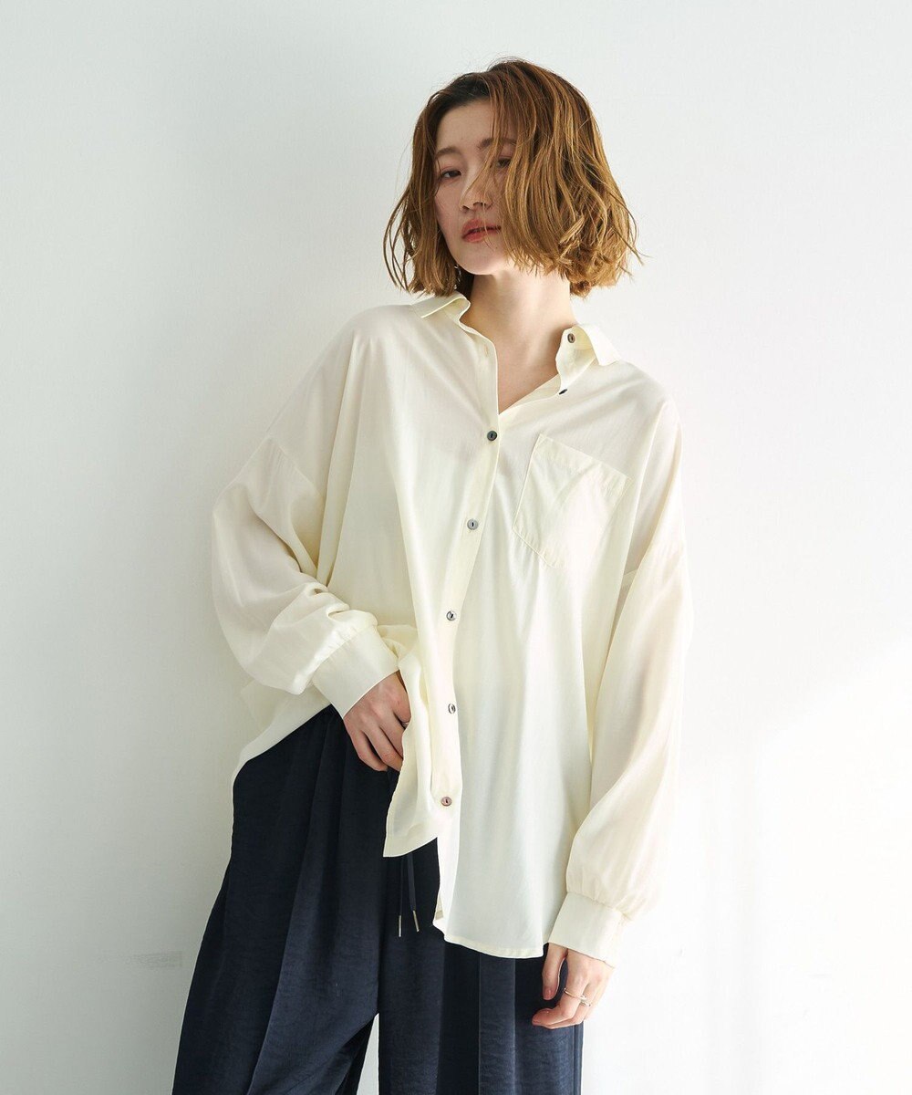 YECCA VECCA バックギャザーロングシャツ 