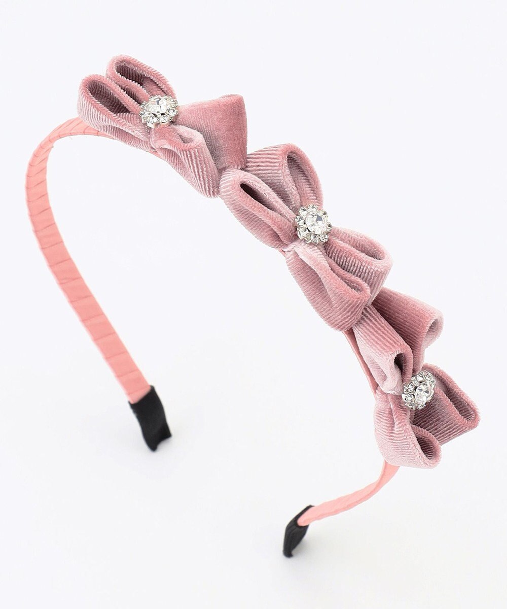 ANY KIDS ベロアリボン×ビジュー付きカチューシャ 