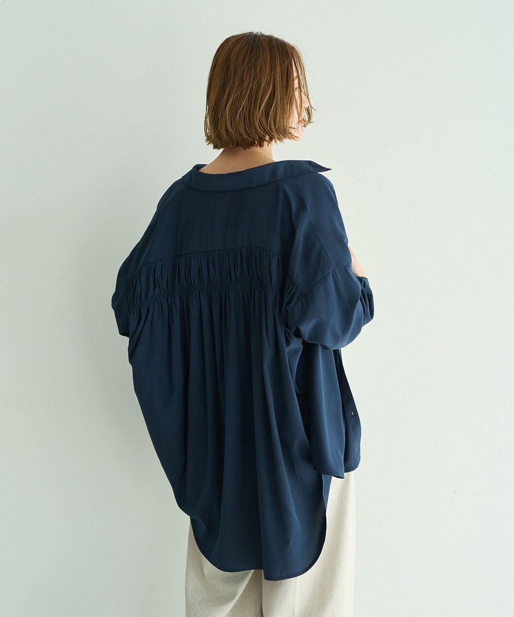 YECCA VECCA バックギャザーロングシャツ 