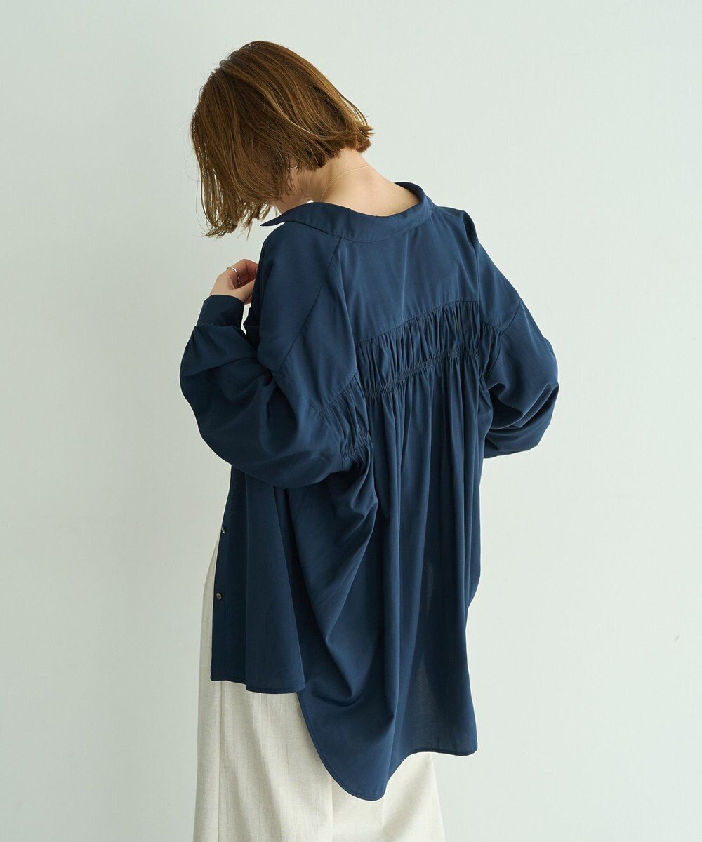 YECCA VECCA バックギャザーロングシャツ 