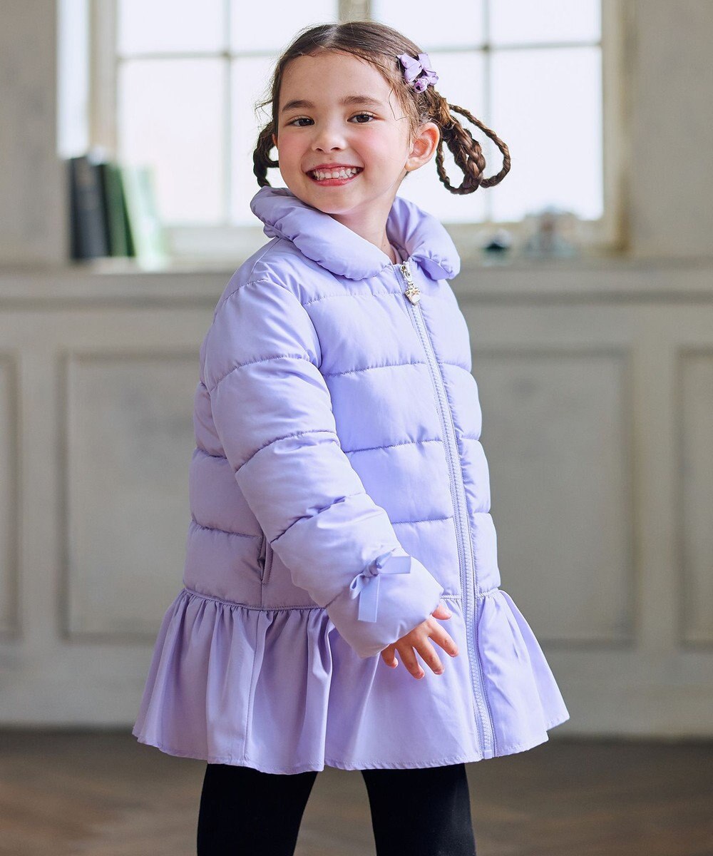 ANY KIDS 【フード取り外し/洗濯機可能】中綿フリル リボンコート 