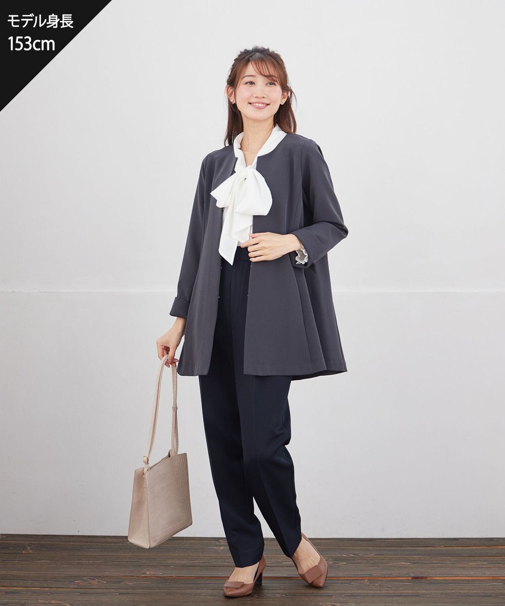 Tiaclasse L 【ブラウス&ベスト&パンツ3点セット】リボンタイブラウス＋ベスト付き 3点セットアップ 