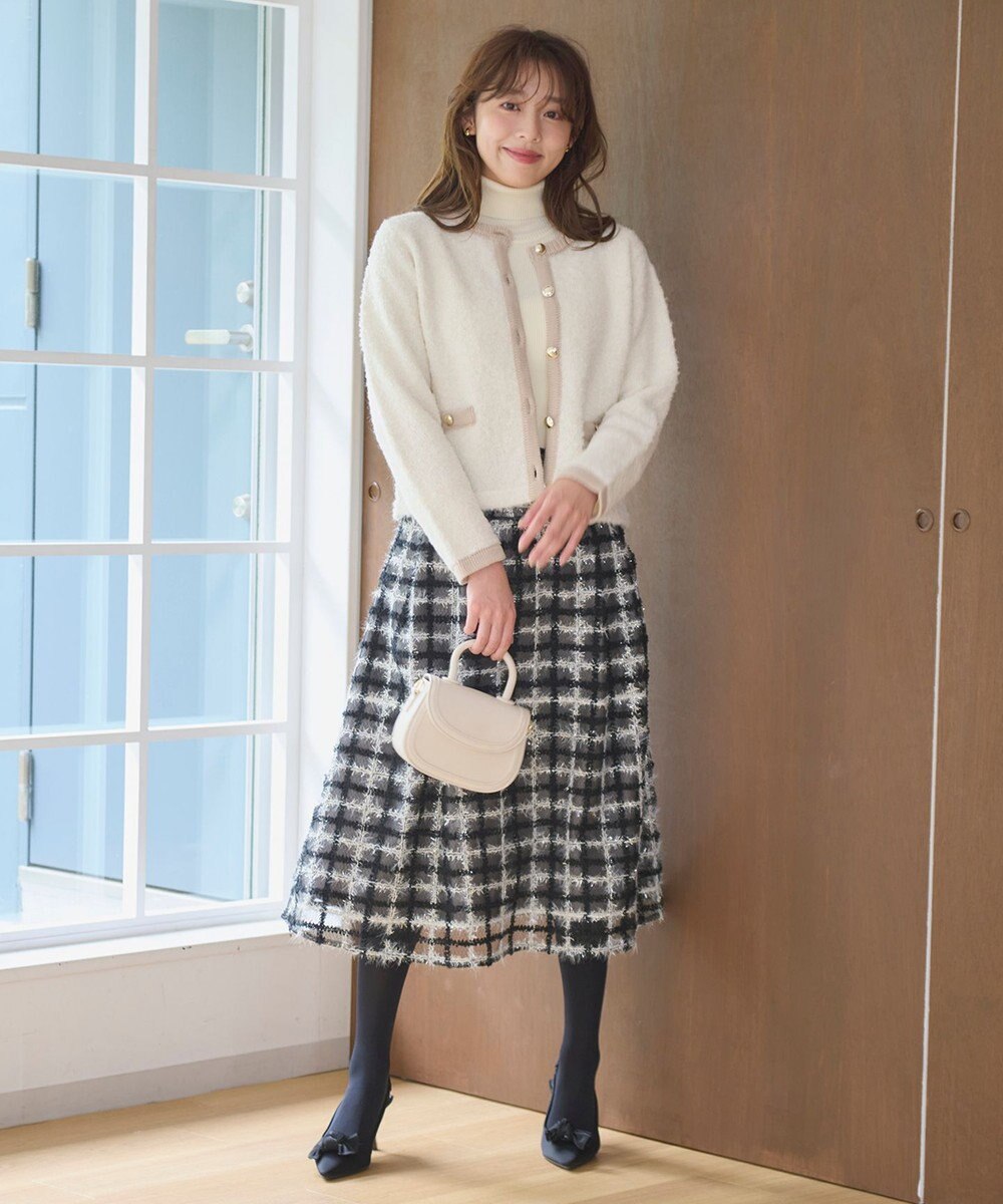 Feroux ラメチェック フレアスカート 