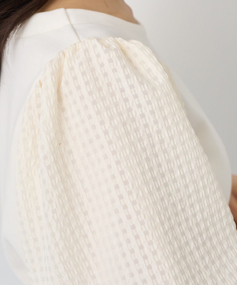 earth music&ecology シアーチェックスリーブプルオーバー 