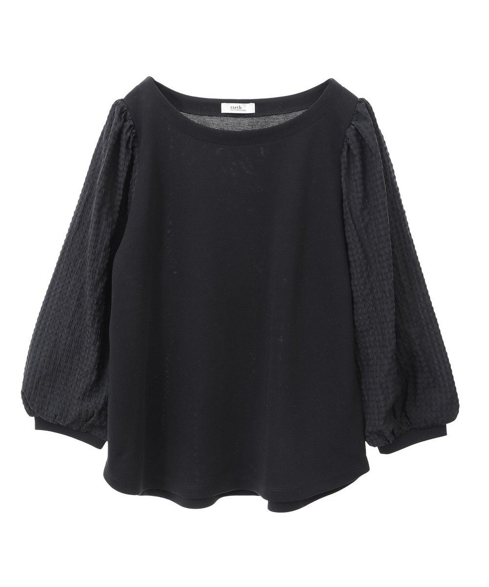 earth music&ecology シアーチェックスリーブプルオーバー 
