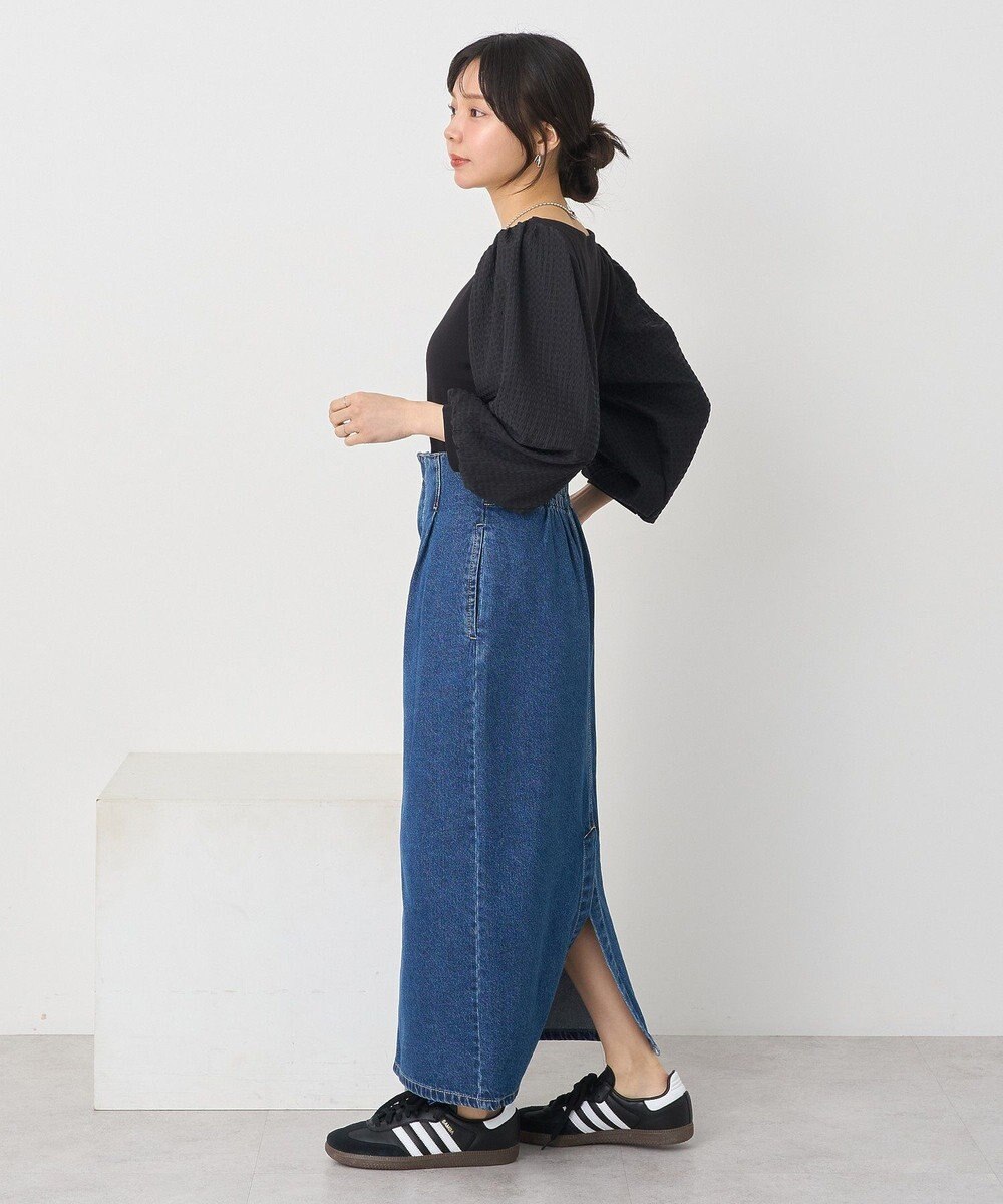 earth music&ecology シアーチェックスリーブプルオーバー 