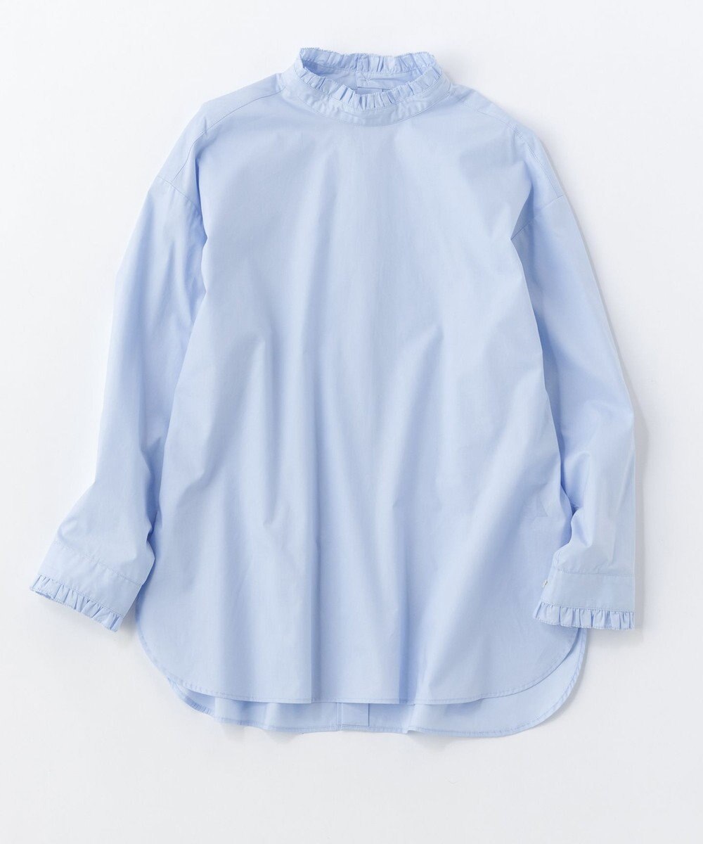 UNFILO イージーケア フリルネック シャツ 