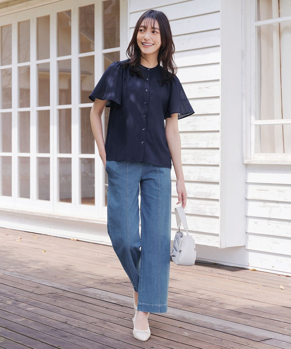 Tiaclasse 【おのののかさん着用】TCデニム切替ワイドストレートパンツ 