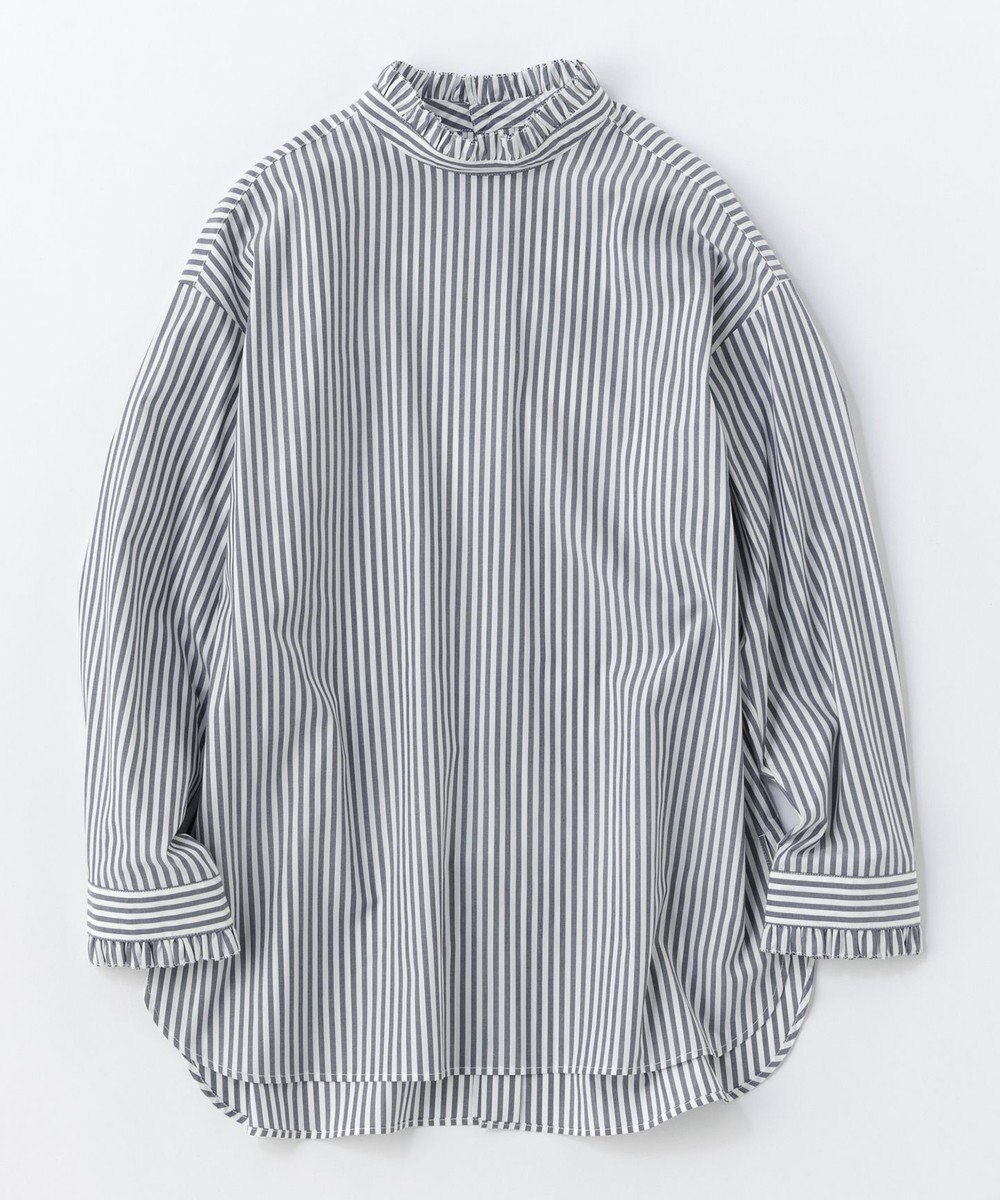 UNFILO イージーケア フリルネック シャツ 