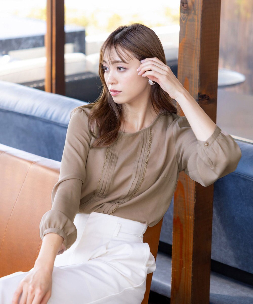 Tiaclasse L 【洗える】ピンタックレースブラウス 