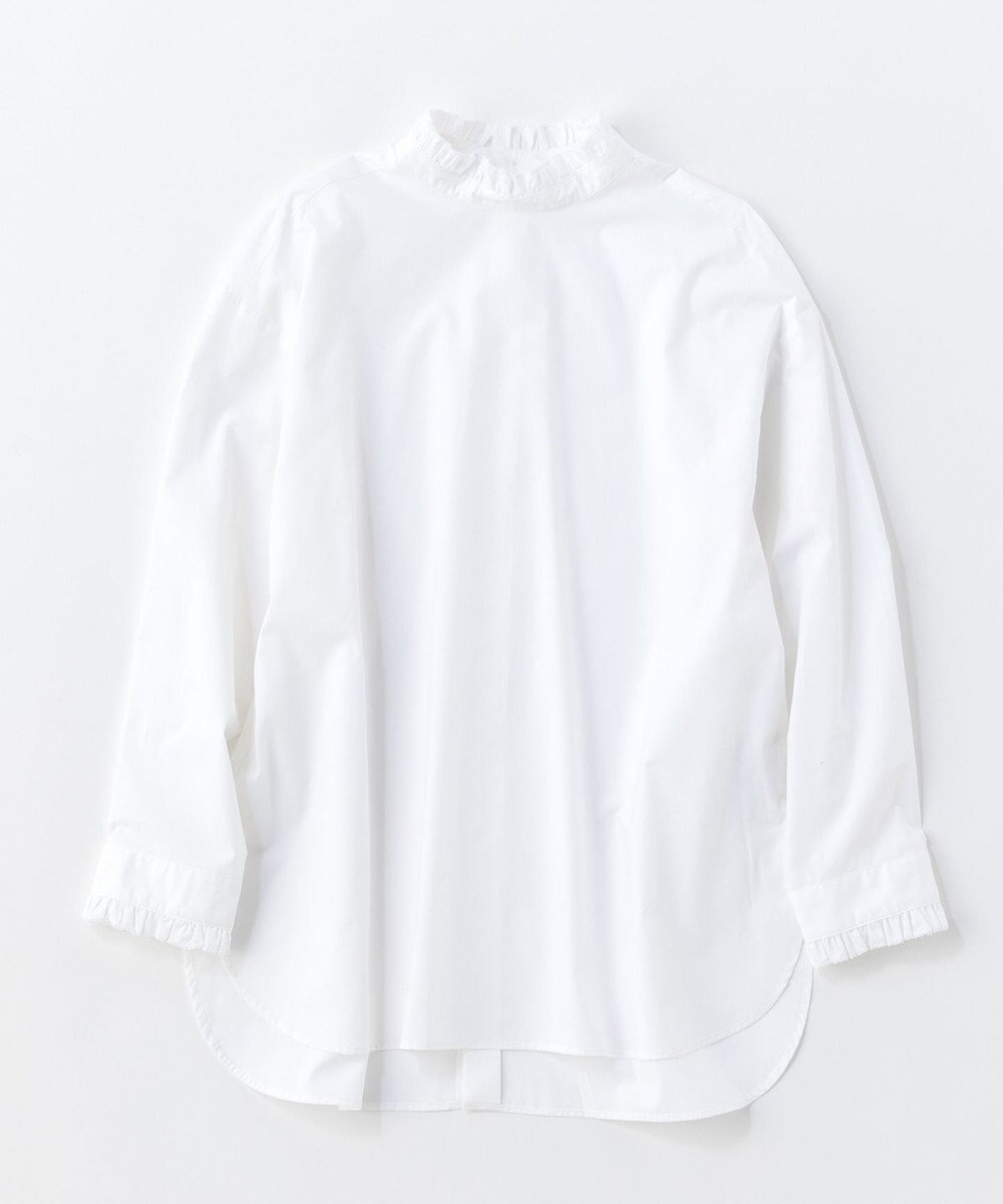 UNFILO イージーケア フリルネック シャツ 