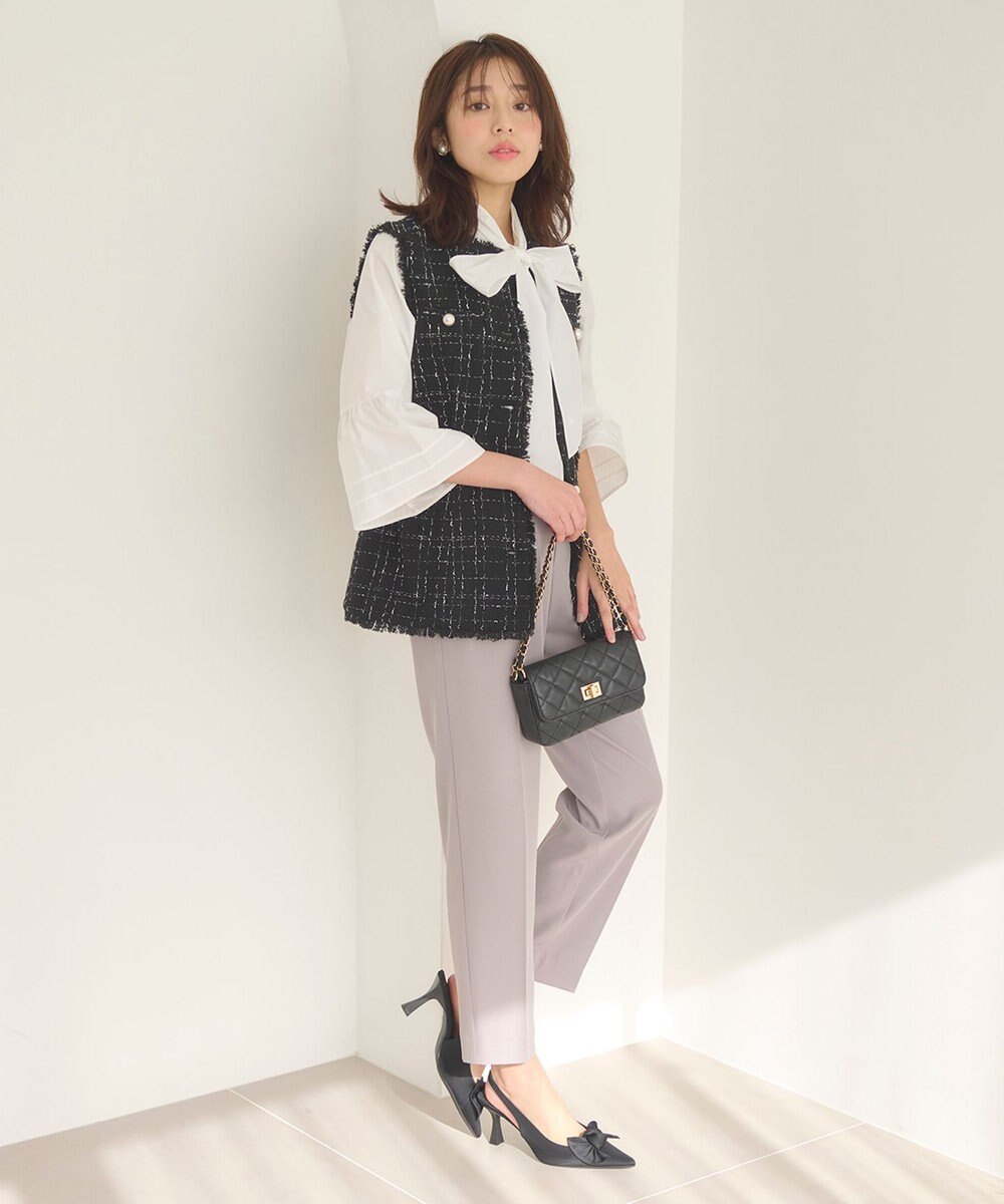 Feroux 【洗える・2WAY】リボンタイチュニック ブラウス 