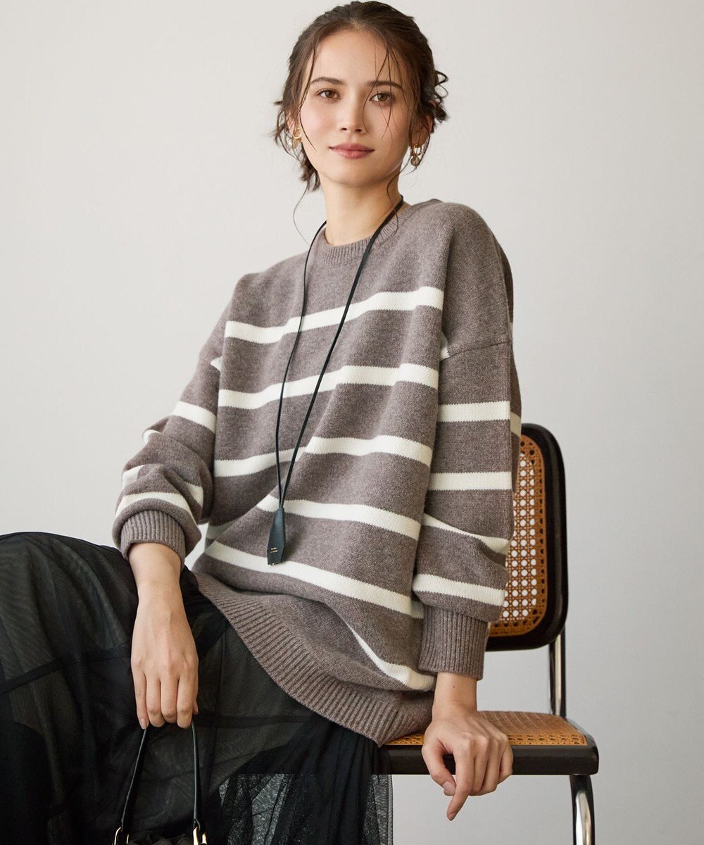 23区 S 【SLOW/一部店舗限定】ソフトウール ボーダー ニット 