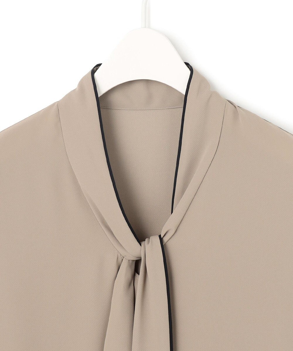 ICB L 【人気のため新色追加・接触冷感・UVケア・洗える】BackSatinAmunzen 5分袖配色ボウタイブラウス 