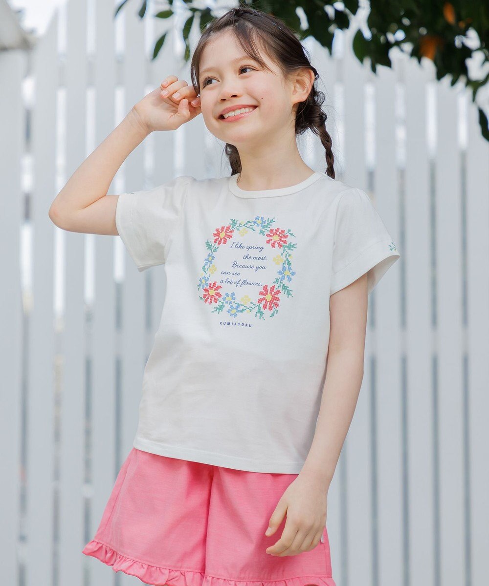 組曲 KIDS  【110-140㎝】 フラワーリースTeeシャツ 