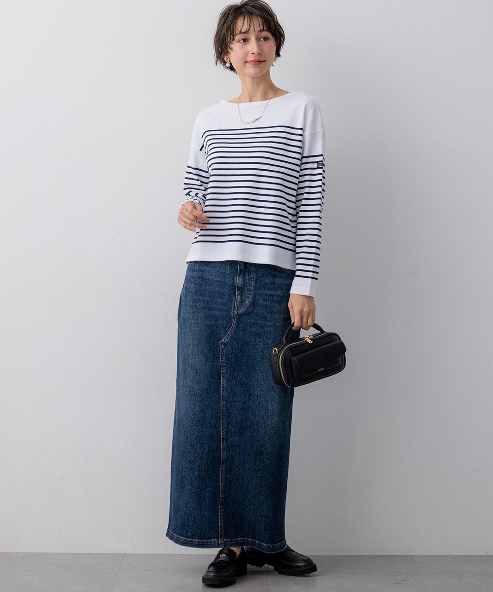 23区 Armo-lux パネルボーダー クロップド カットソー 