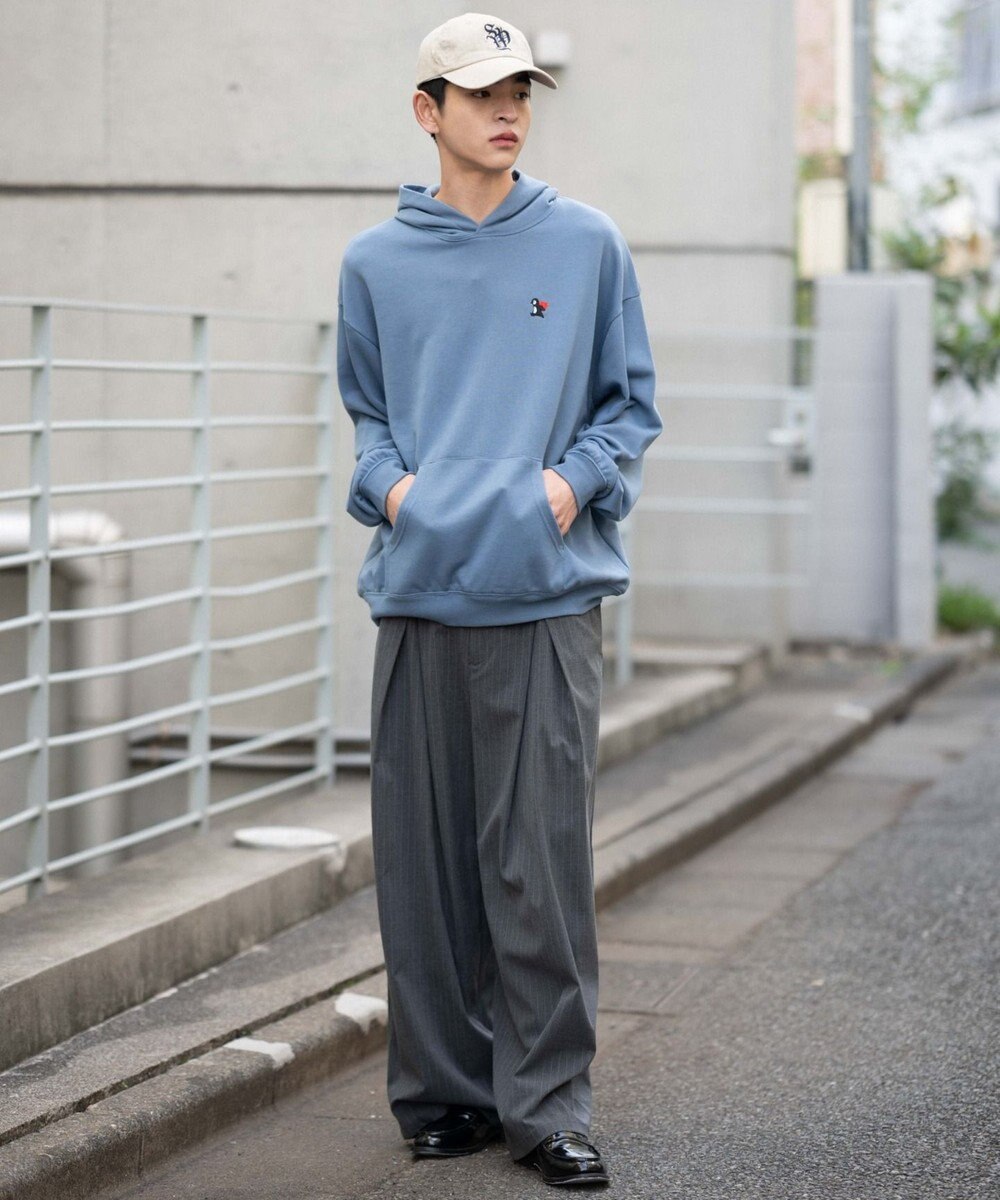 WEGO 【ユニセックス着用ITEM/SMLサイズ展開/裏起毛】ワンポイント刺繍プルパーカー 