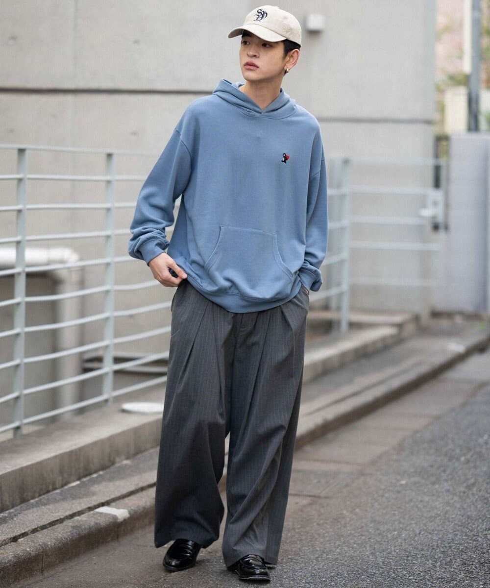 WEGO 【ユニセックス着用ITEM/SMLサイズ展開/裏起毛】ワンポイント刺繍プルパーカー 