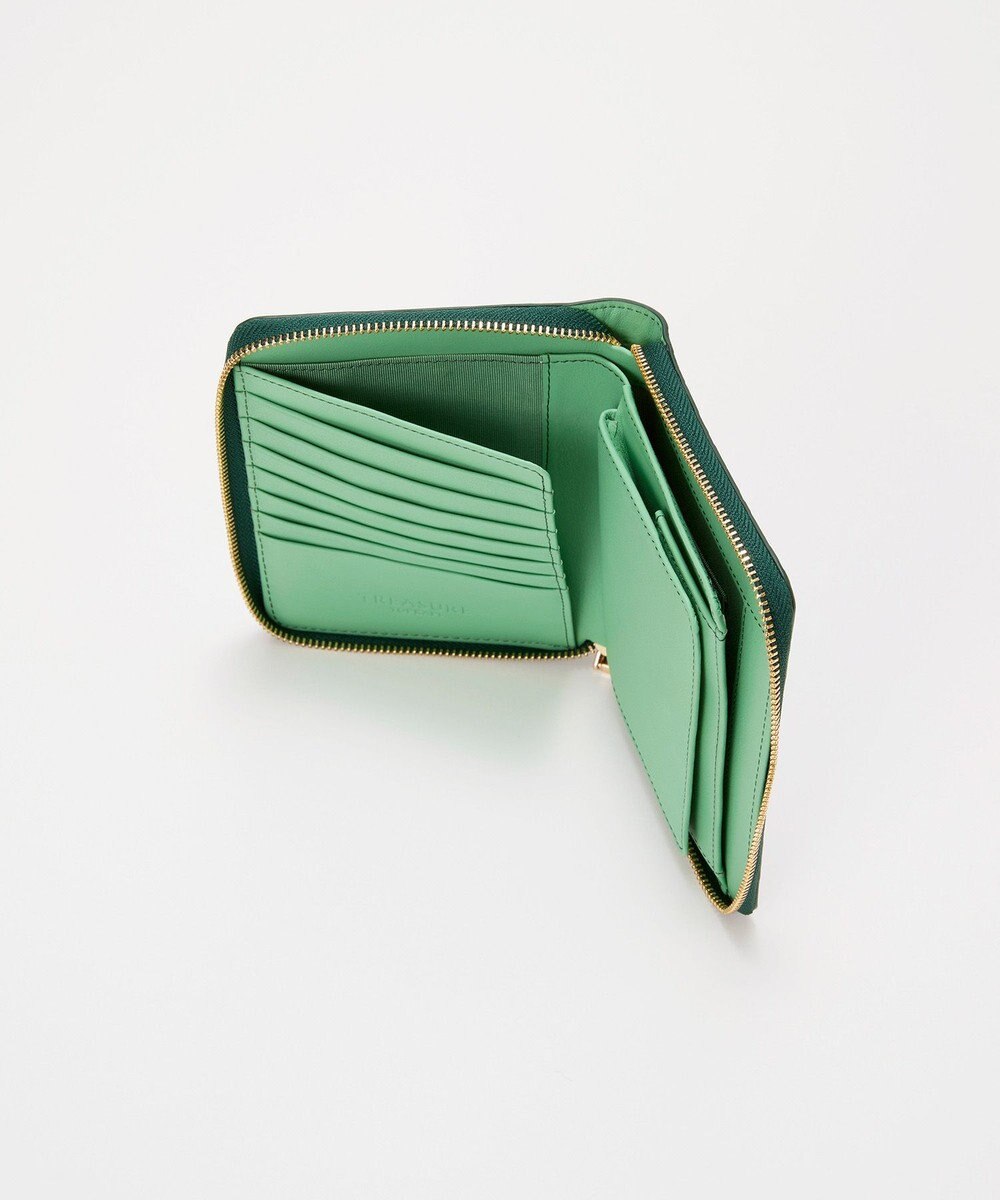 TOPKAPI 【TREASURE TOPKAPI】ローズエンボス ツヤ レザー ラウンドファスナー 二つ折り財布/パスポート対応 