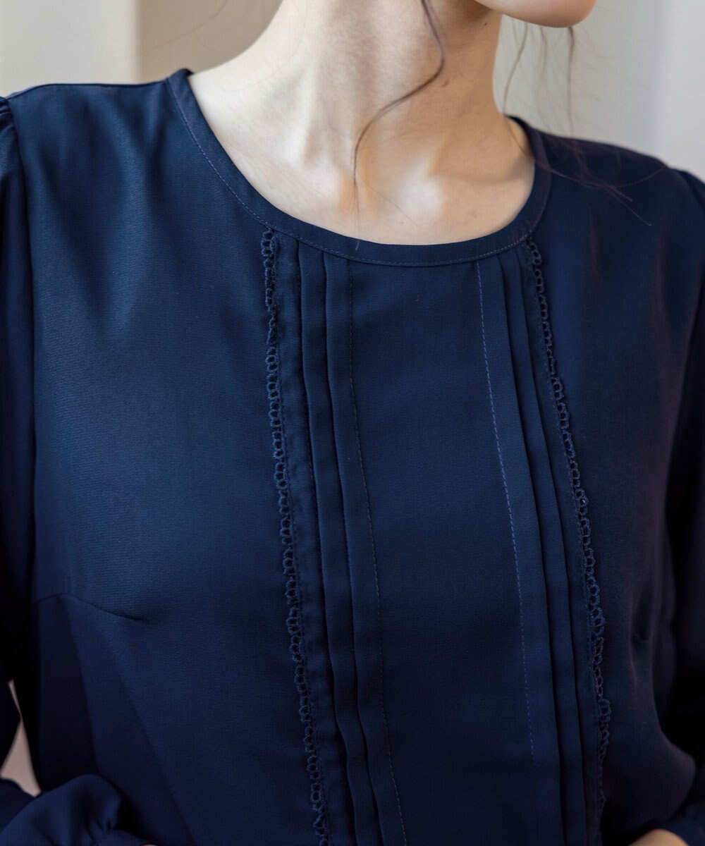 Tiaclasse 【洗える】ピンタックレースブラウス 