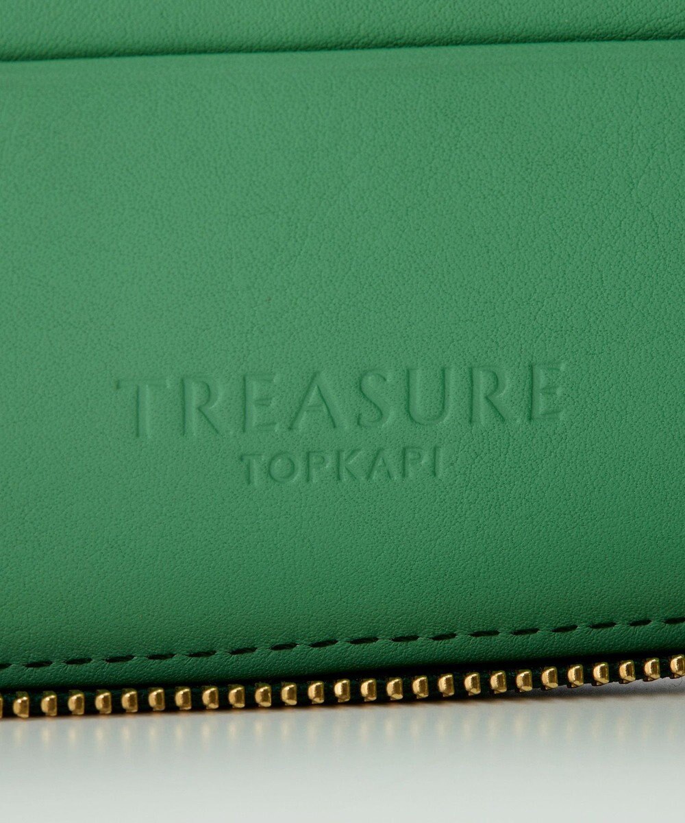 TOPKAPI 【TREASURE TOPKAPI】ローズエンボス ツヤ レザー ラウンドファスナー 二つ折り財布/パスポート対応 